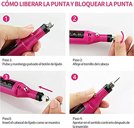 Drill Uñas, Pulidor de Uñas con Cabezales